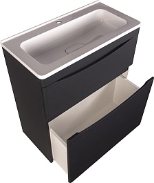 Style Line Тумба с раковиной Бергамо Мини 70 черная Люкс антискрейтч Plus – фотография-5